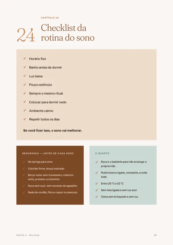 Página 45 do e-book: Checklist da rotina do sono