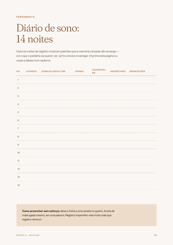 Página 46 do e-book: Diário de sono: 14 noites